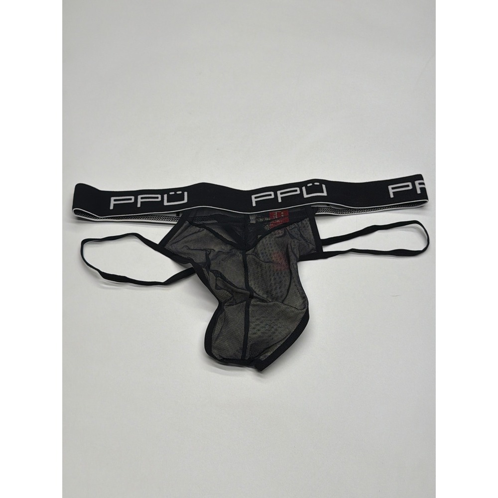PPU UNDERWEAR Men's Black Mesh Jockstrap‎ Thong Underwear Size XL NWT
